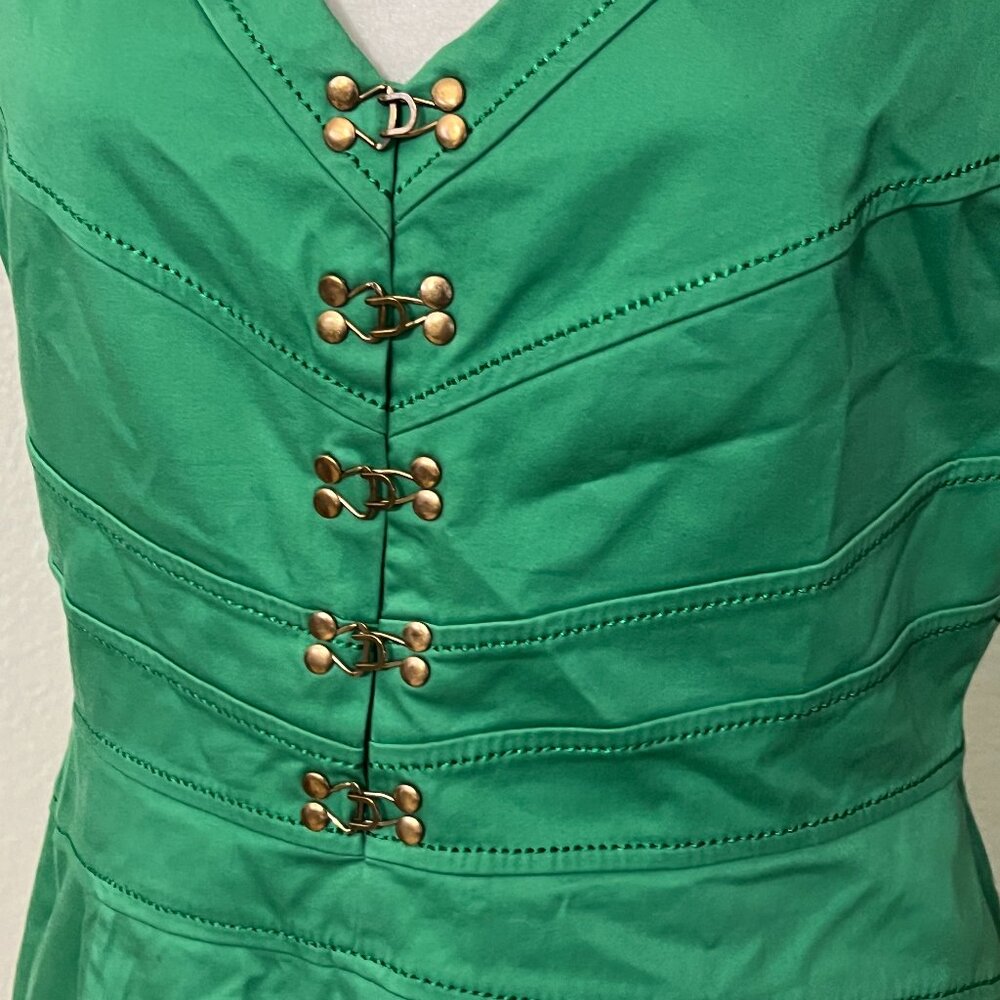 ANTONIO MELANI Women's Pencil Dress Green Sleeveless Size 10 V-Neck - Picture 4 of 12